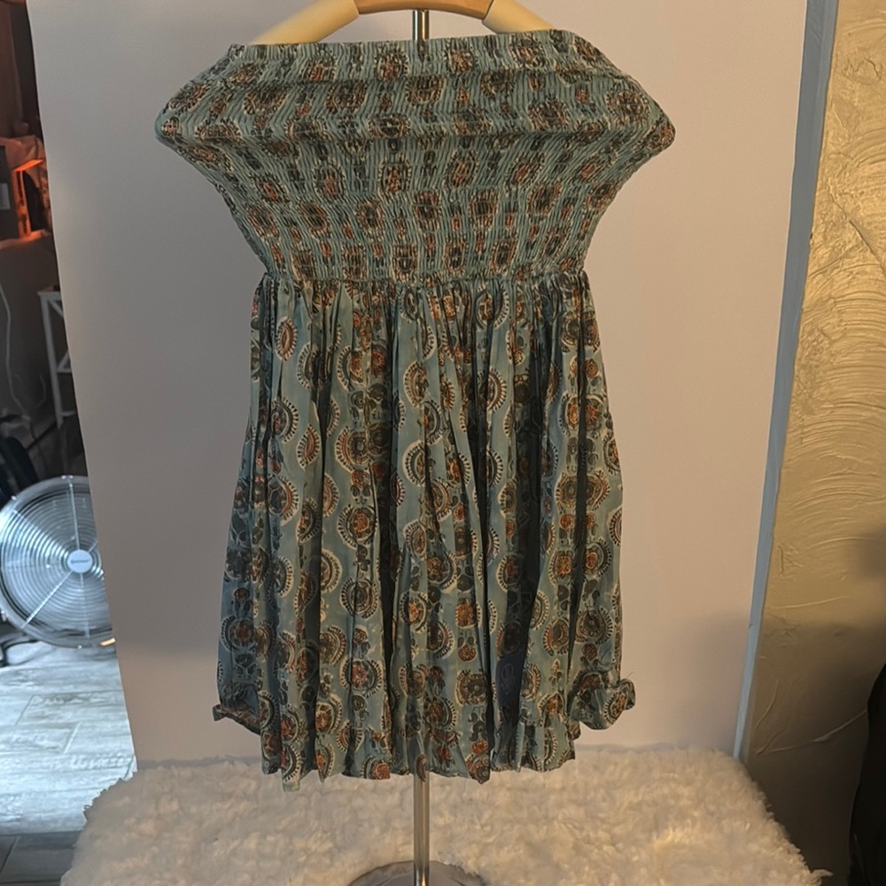 Free People Blue Patterned Backless Dress